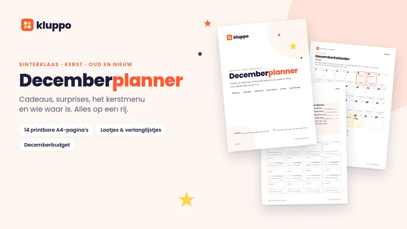 Cover van de Kluppo Decemberplanner: printbare planner voor Sinterklaas, kerst en oud en nieuw
